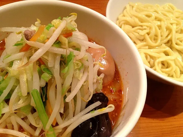 Snapdishの料理写真:味噌野菜麺 つけそば 大盛り あつもり 永久玉子券|tecklさん