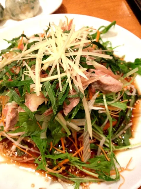 蒸し鶏と夏野菜の黒酢冷麺|しおりさん