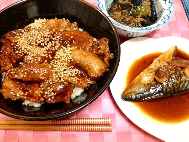 サバの味噌煮と生姜焼き丼|Sakuraさん