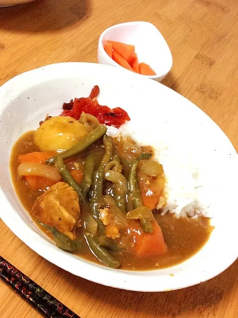 カレー、人参の糠漬け|ぬまさん