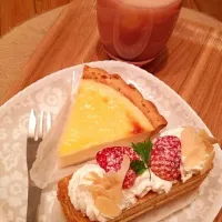 いちごミルフィーユとなめらかチーズケーキ|みかもぐさん