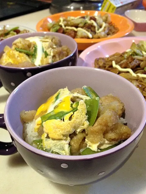 あまり唐揚げで卵とじプチ丼( ´ ▽ ` )ﾉ|そらのんみこさん