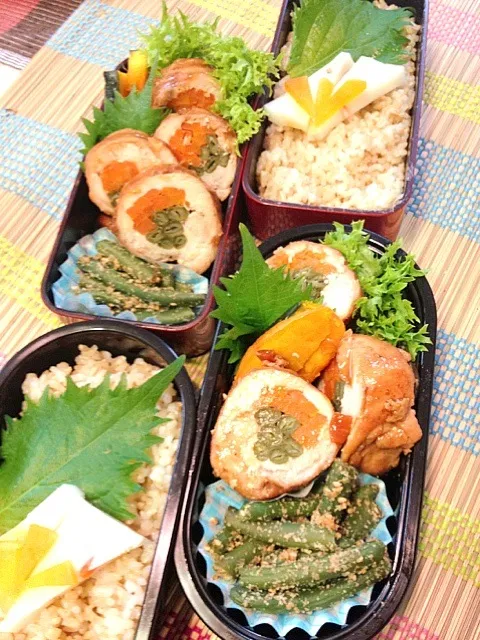 鶏胸肉の野菜ロールと玄米ごはんのお弁当|かずさん