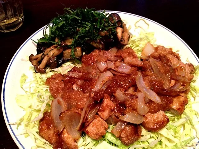 豚ロースの大根おろし生姜焼＆茄子とキノコの大葉味噌炒め(^-^)|きっきー🥰さん