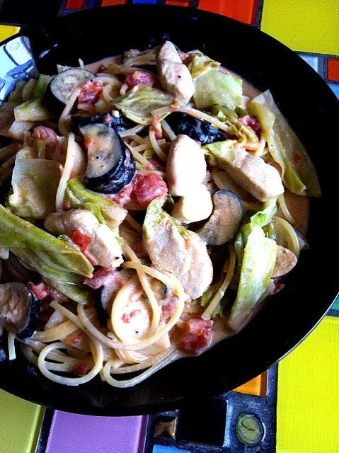 茄子とキャベツとササミのトマトクリーム|hoさん