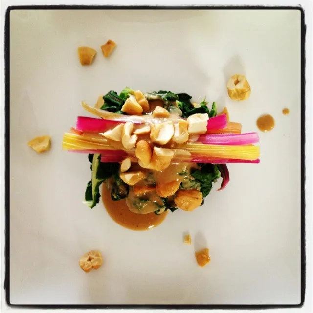 Rainbow Chard Cashew-Ae, cashew butter, fig balsamic sauce|SF Calicoさん