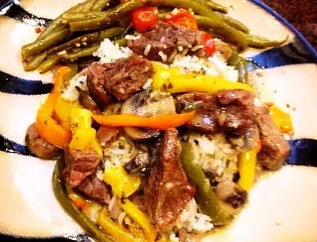 Beef Tips with Sweet Peppers ove Jasmin Rice|Taste-New Americanさん