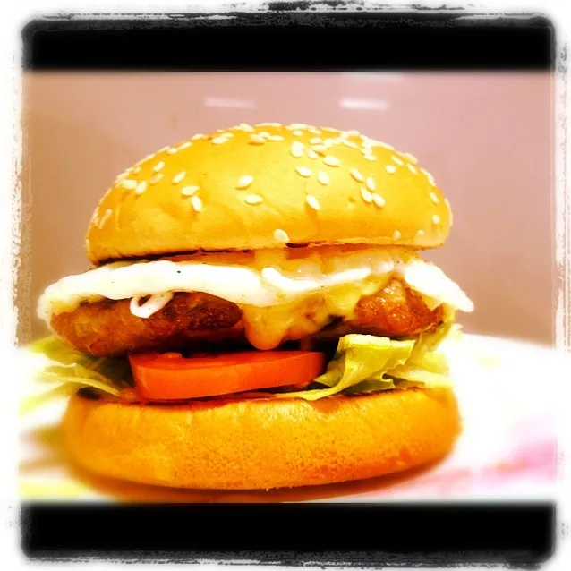 pork cheese burger with egg|sanさん