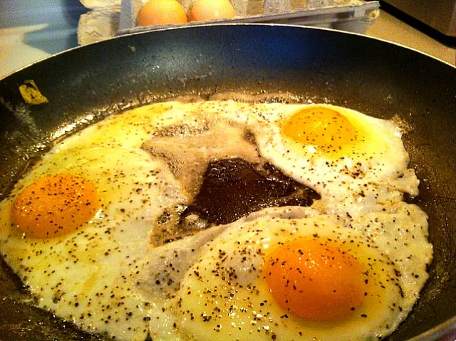 Snapdishの料理写真:Fried Fresh Brown Farm Eggs|Sheryl Kriegerさん