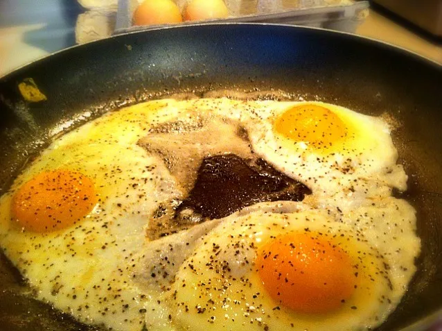 Snapdishの料理写真:Fried Fresh Brown Farm Eggs|Sheryl Kriegerさん