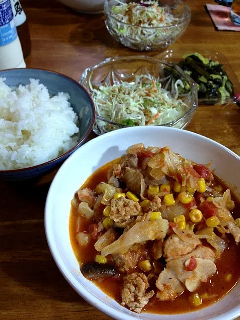 チキンとキャベツのトマト煮|すかラインさん