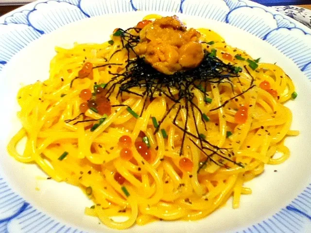 Snapdishの料理写真:ウニとイクラのクリームパスタ|KFさん