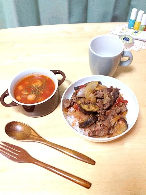 トマト牛丼&ミネストローネ|すうさん