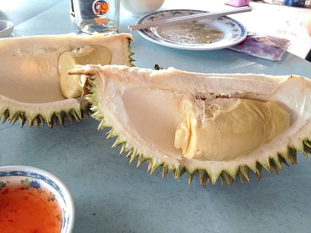 食後のDurian。わたしはたべなかったけど、美味しかったそうです。ドリアンの季節です。|884さん