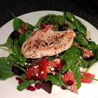 Spinach salad with dried cranberries, figs, feta and chicken|angela giannopoulosさん