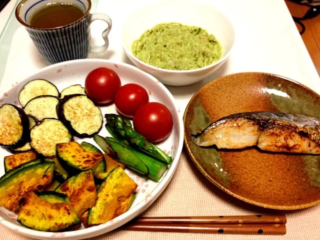 焼き野菜とアボカドディップ、さわらの塩麹焼き|ひろみさん