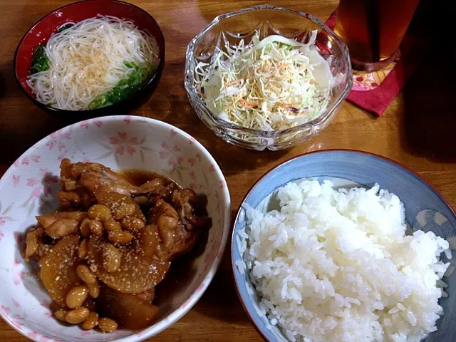 鶏肉のさっぱり煮、にゅうめん他|すかラインさん