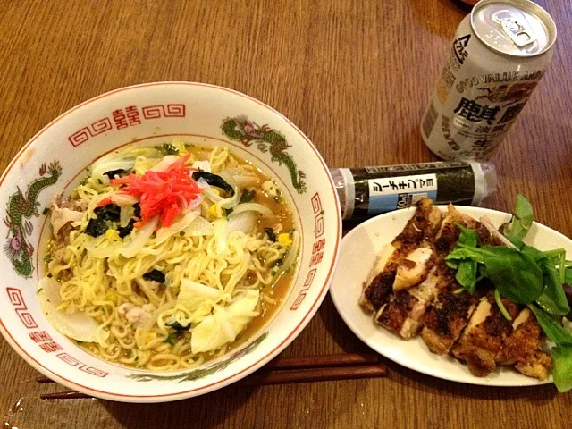 ドイツびーるのイベント終り。ラーメンとチキンセット|naoさん