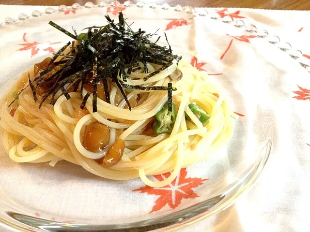 自家製なめたけの冷製梅肉パスタ|tomoccoさん