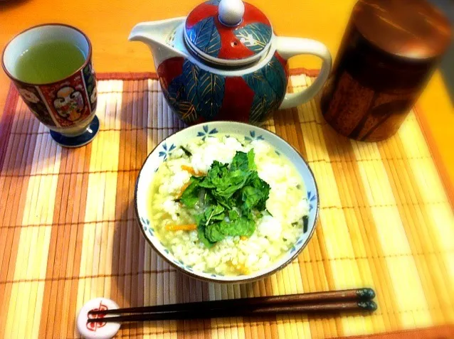 とん畑の青菜の佐世保世知原茶漬 in 有田焼|tonさん