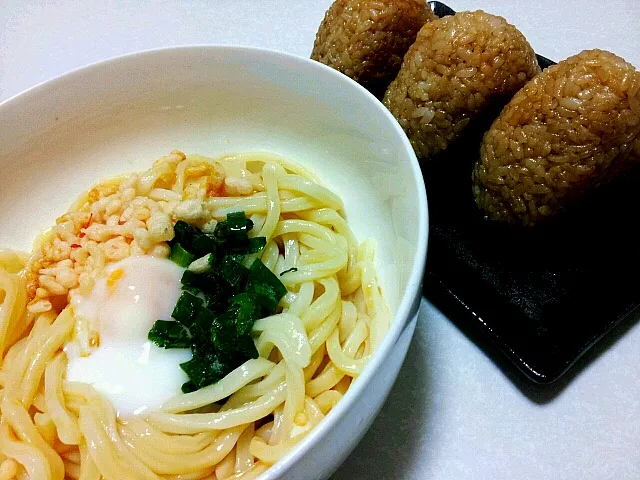 釜たまうどん、焼きおにぎり|さおりさん