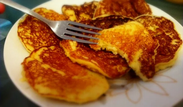 cornmeal pancakes with honey|yukiiさん