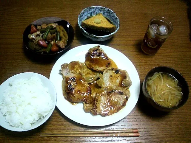 生姜焼きと煮物(^o^)|ふうたろさん