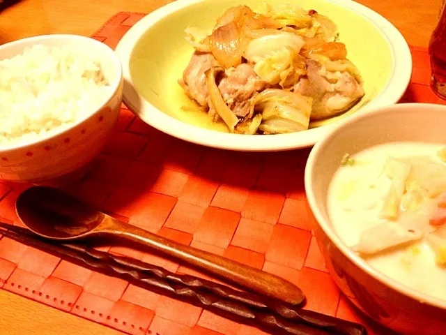 塩麹の鶏肉蒸煮＆白菜のミルクスープ|りえさん