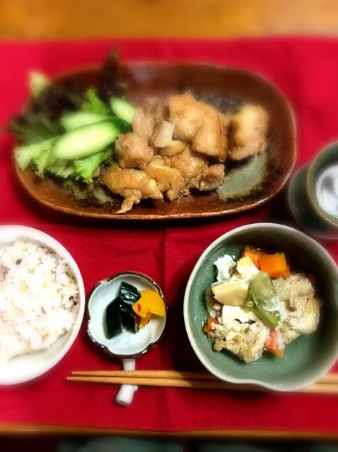 鳥もも塩麹焼き 温野菜の玉子とじ|まゆさんさん