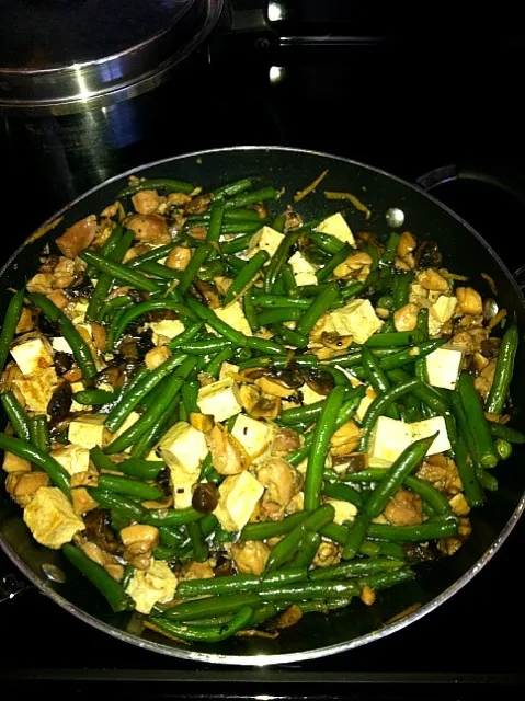 chicken, mushrooms, green beans, and tofu in an oyster/ginger/garlic sauce|Mel L.さん