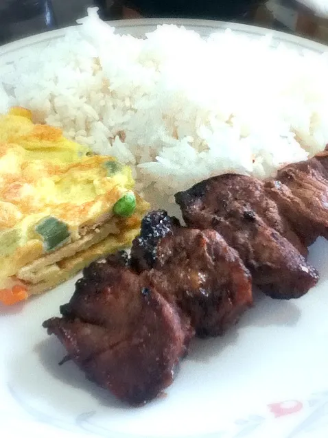 Eggs & bbq with a side of rice|ADTさん