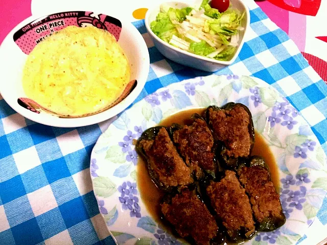 ﾋﾟｰﾏﾝ肉詰めの和風煮|白岩 有美さん