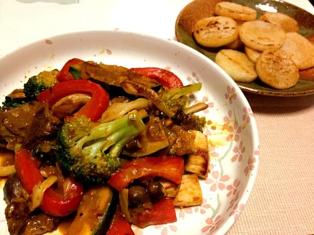 夏野菜のカレー炒め、長芋のバター醤油焼き|ひろみさん