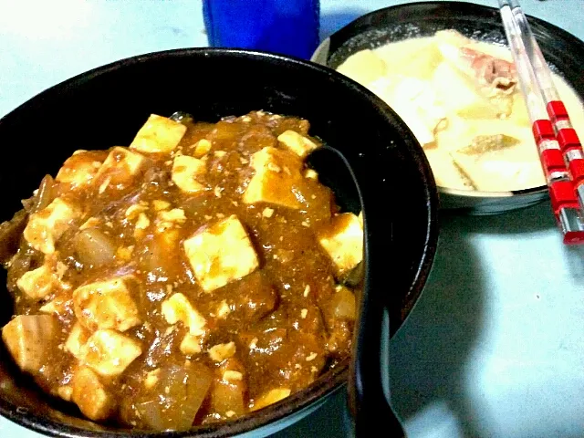 麻婆丼&豆乳味噌スープ|神宮司香日美さん