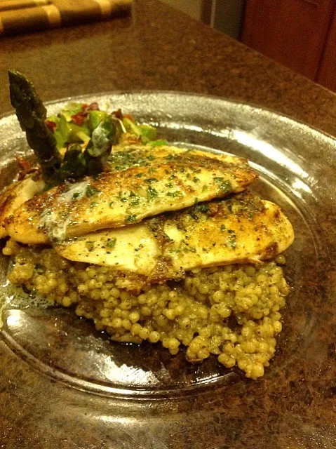 Seared Tilapia with Asparagus and Israeli Couscous|Taste-New Americanさん