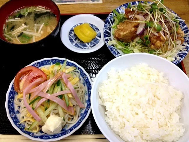 唐揚げとソーメン定食|すかラインさん