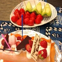 Snapdishの料理写真:Cake-roll & fruits