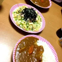 カレーとツナとマカロニサラダ|なまずさん