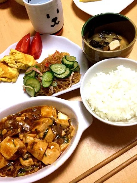 麻婆豆腐と春雨サラダ|mihooさん