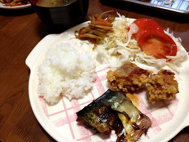 唐揚げ煮さば定食|ももさん