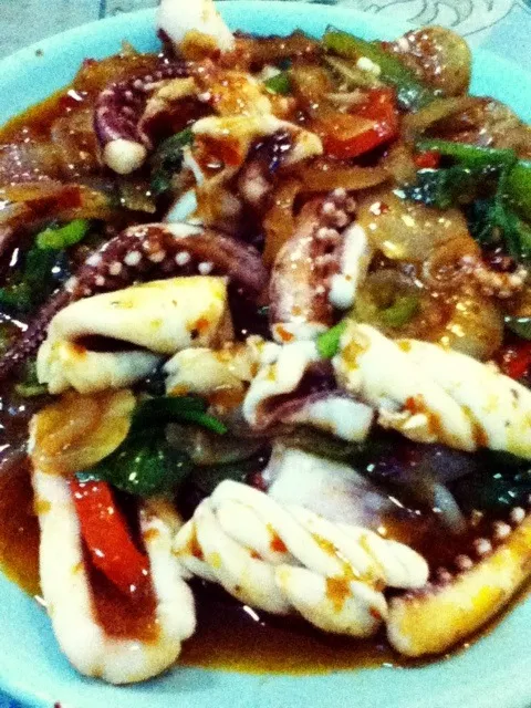 Snapdishの料理写真:Squid in red curry plate|Salisaさん