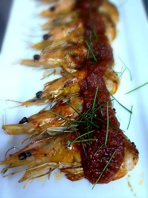 grilled prawns with masak merah sauce|willzさん