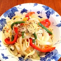 新タマネギたっぷりパスタ