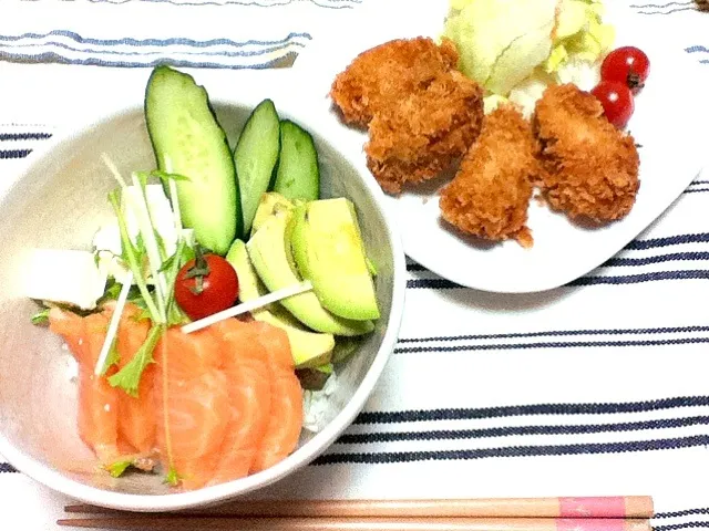 丼 カキフライ|はるぼぼさん