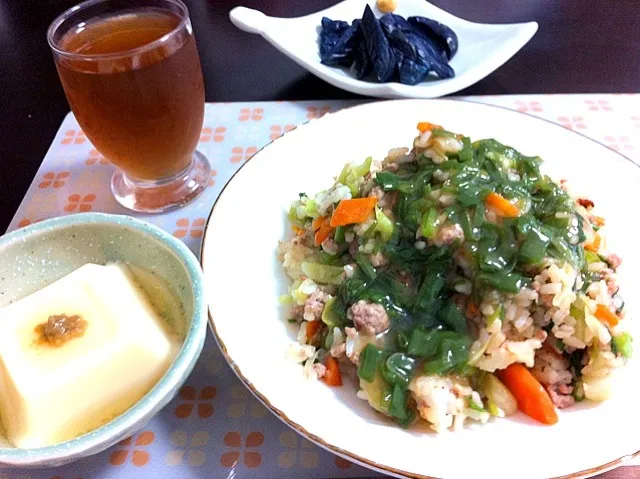 野菜たーっぷりネギあんかけ炒飯・卵豆腐|ayAkaさん