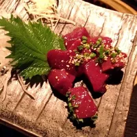 block liver sashimi|mayawadaさん