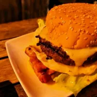 Snapdishの料理写真:bacon n egg burger