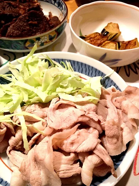 豚しゃぶ、茄子の素揚げ|Shinsuke Nakanishiさん