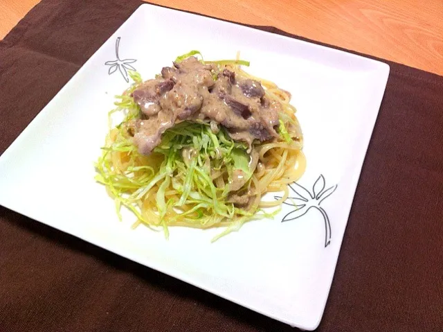 Snapdishの料理写真:豚しゃぶサラダの冷製パスタ|nanamonさん