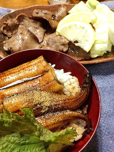 鰻丼と牛タン|まゆさんさん
